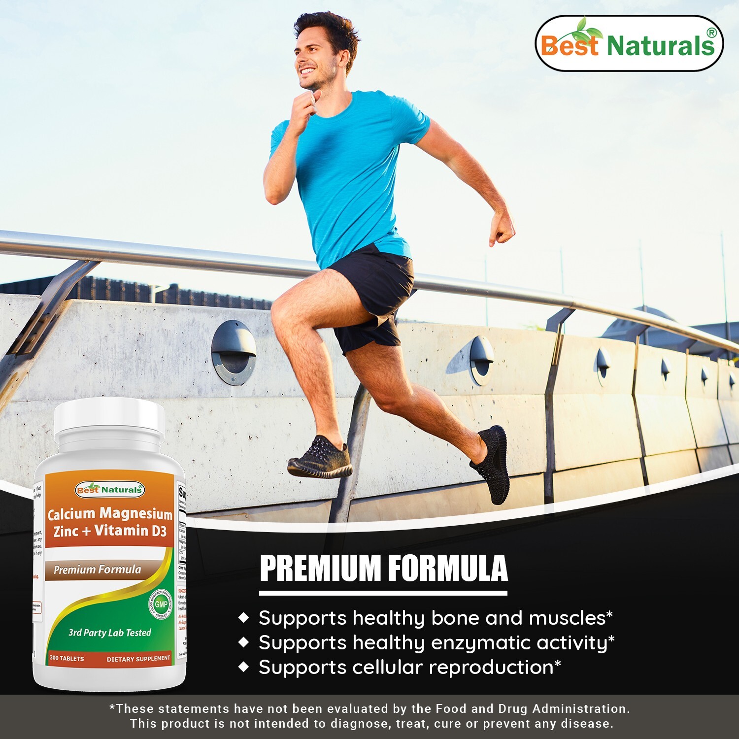 Best Naturals Calcium Magnesium Zinc with Vitamin D3, 300 Tablets