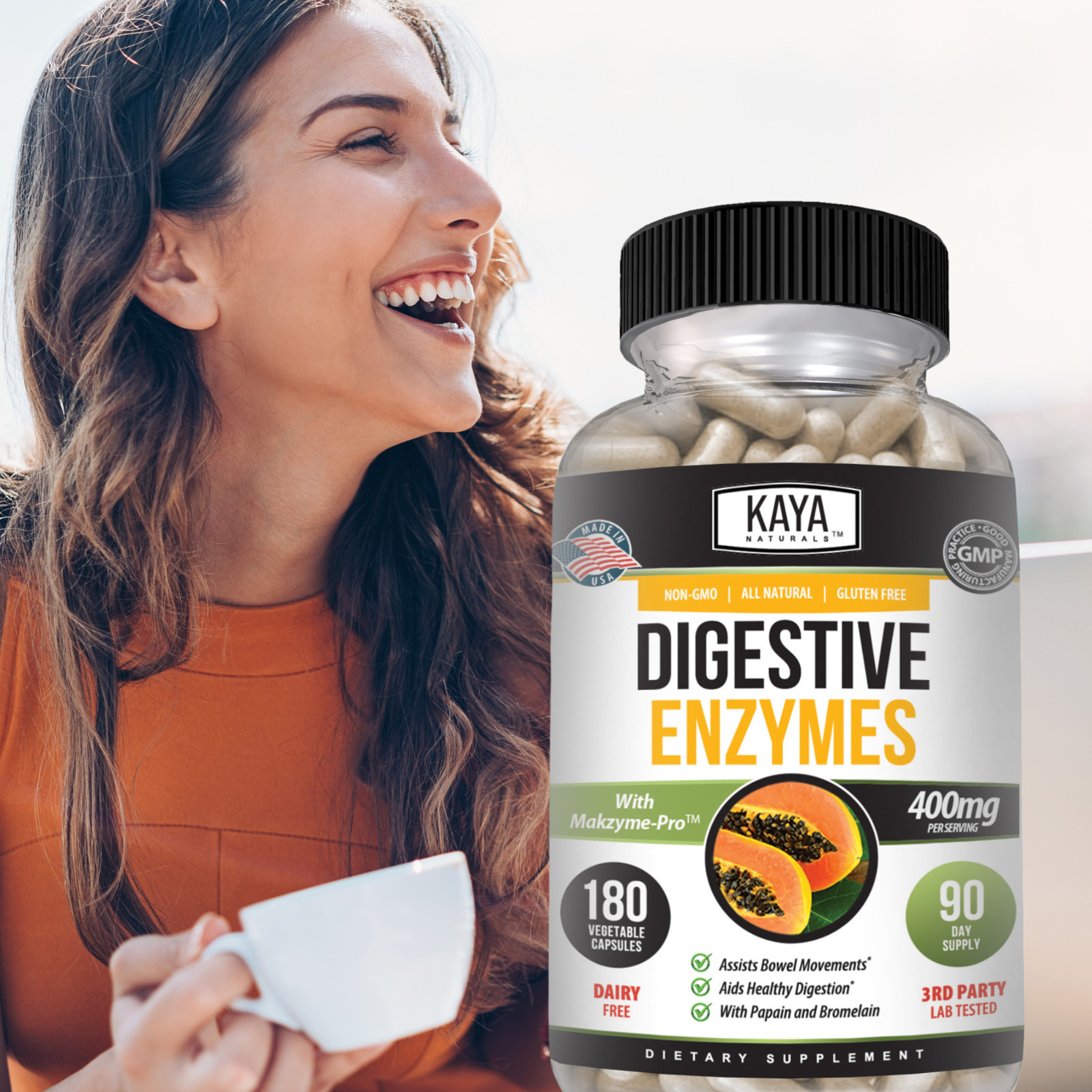 Digestive Enzymes Probiotics & Bromelain 180ct Constipation Bloating Gut Relief