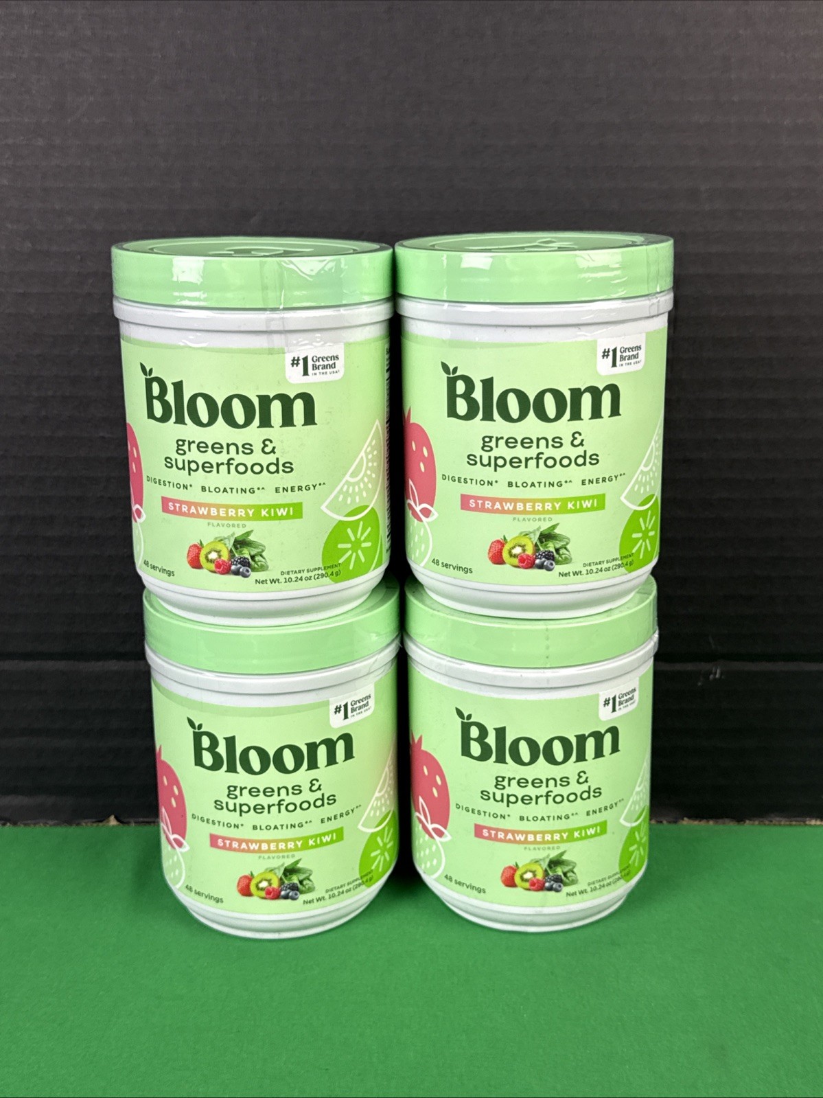 4PK Bloom Nutrition Greens & Superfoods Powder 10.24 Oz EA Strawberry Kiwi 09/26