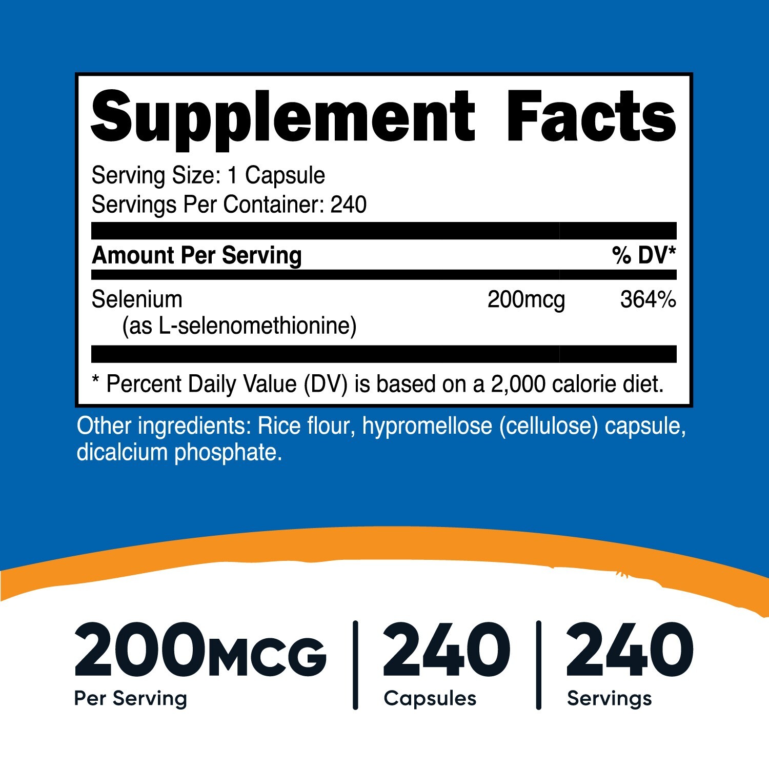 Nutricost Selenium 200mcg, 240 Vegetarian Capsules
