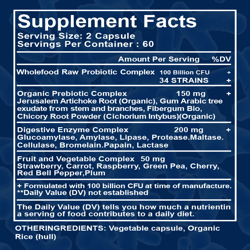 100 Billion Probiotics CFU Potency Gut Health 120 Capsules Probiotic Supplement