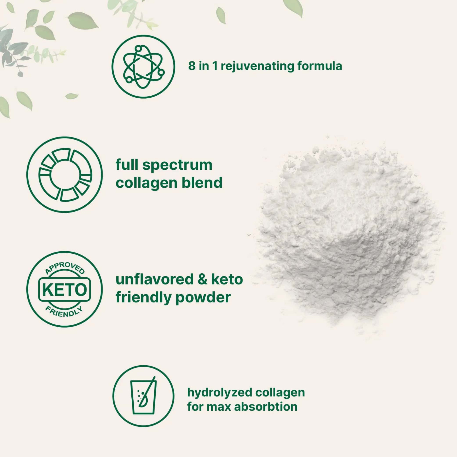Multi Collagen Peptides Powder 2LB Hydrolyzed Type I II III V X Hair Skin Nail