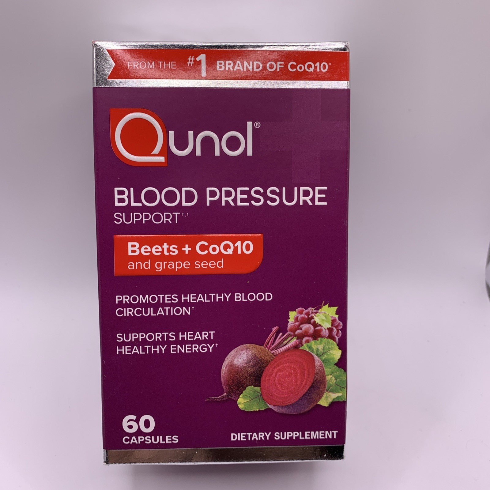 Qunol Blood Pressure Support 3 in 1 Beets CoQ10 Grape Seed 60 Capsules (READ)