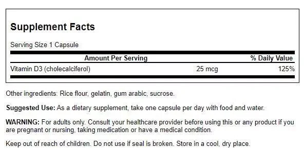 Swanson Vitamin D3 – High Potency 1,000 Iu 60 Capsules