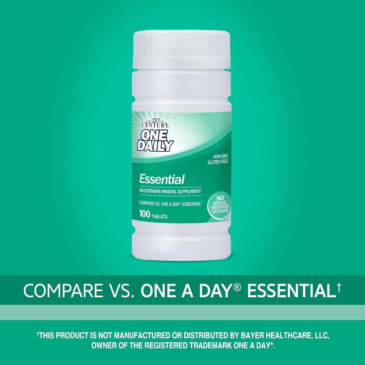 One Daily Essential Multivitamin Tablets, 100 Count – Gluten Free with Nutrients