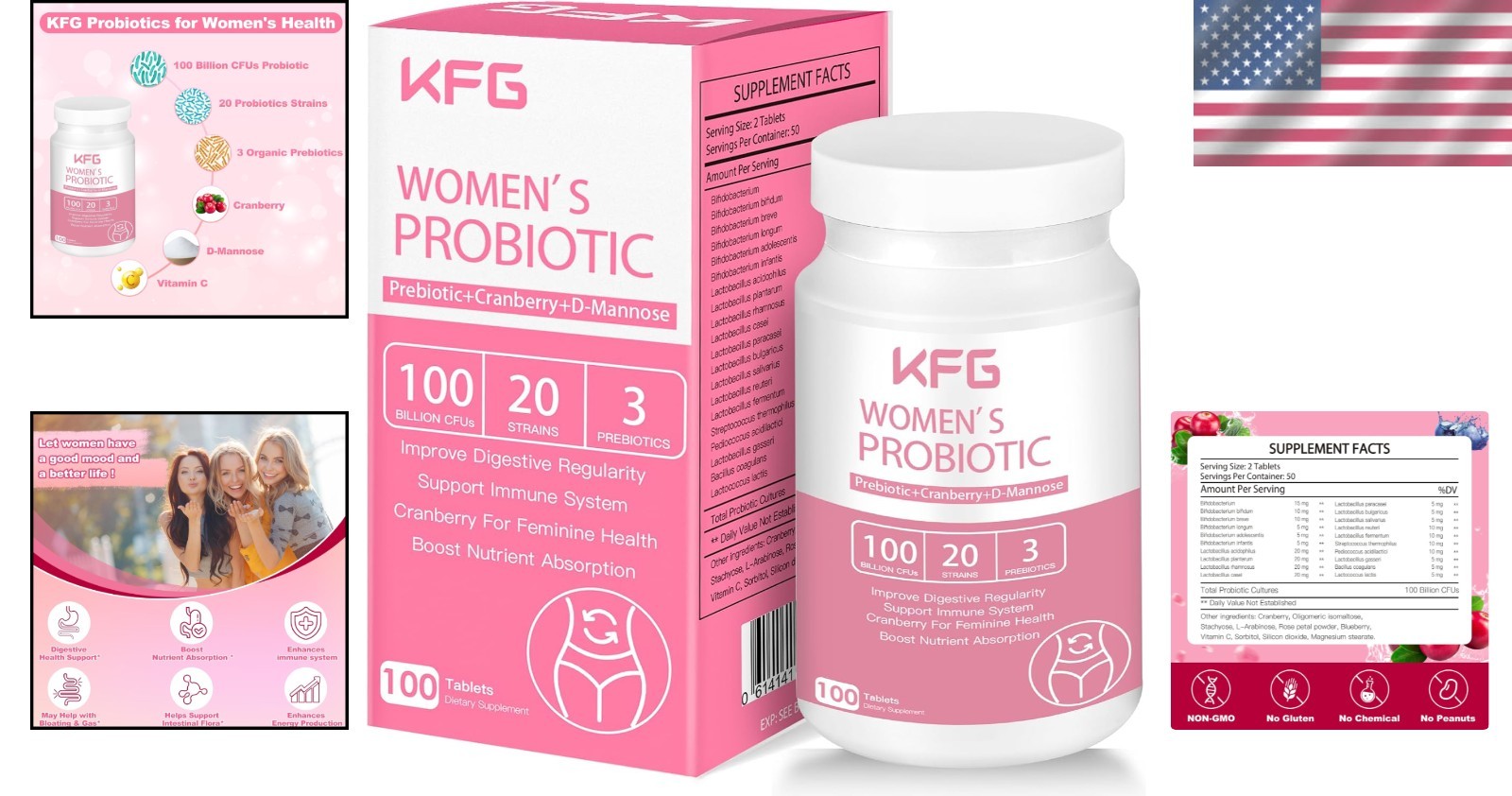 Organic Probiotic Tablets for Women’s Health: 50-Day Supply of 100 Tablets