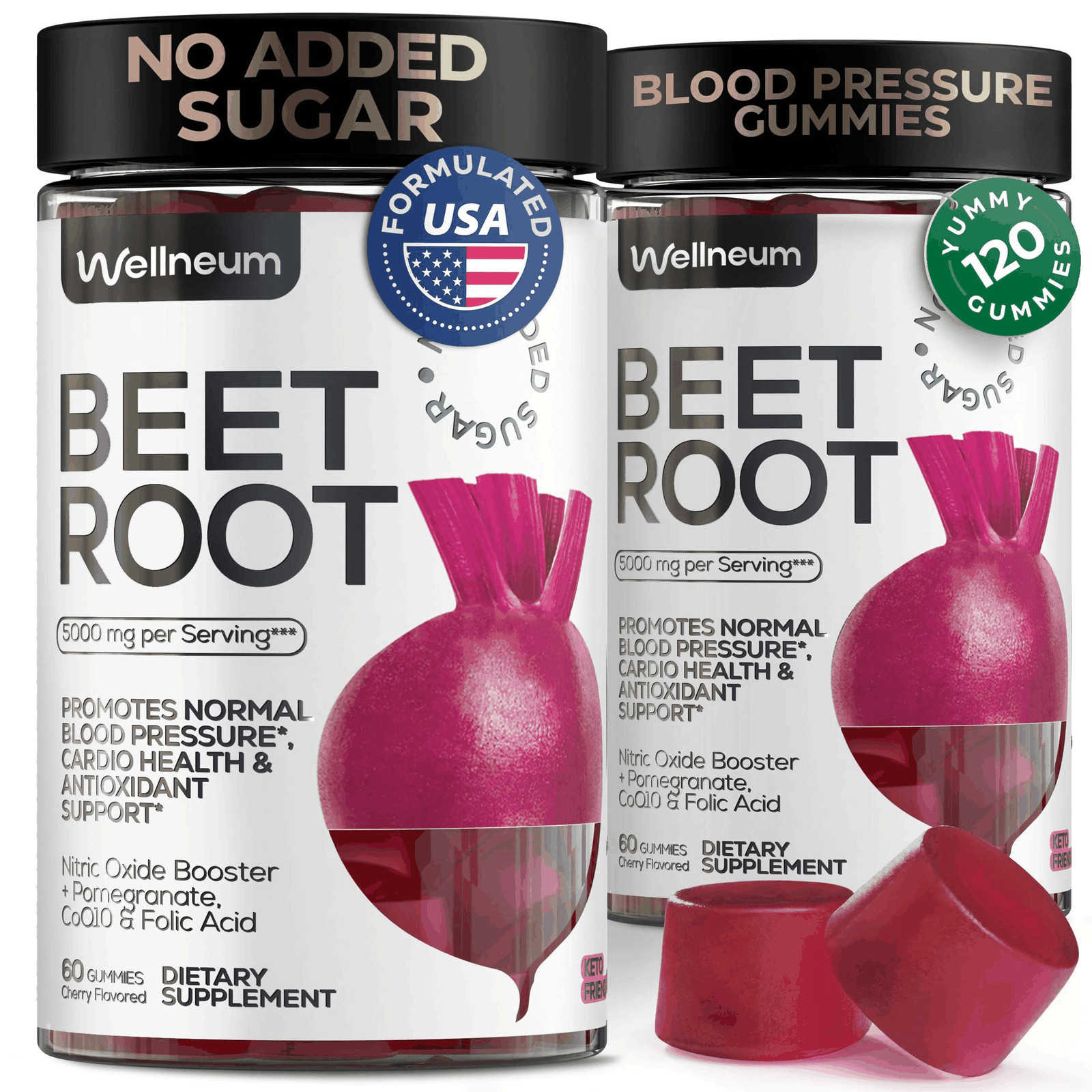 Beets for High Blood Pressure 2 Pack 5000 Mg Beet Root Chews with Pomegranate