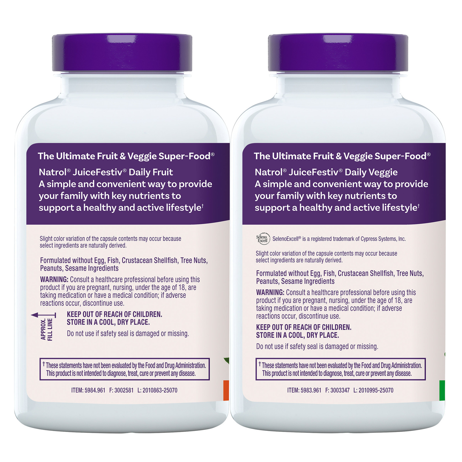 Natrol Juicefestiv Daily Fruit & Veggie, Certified Organic, 240 Capsules
