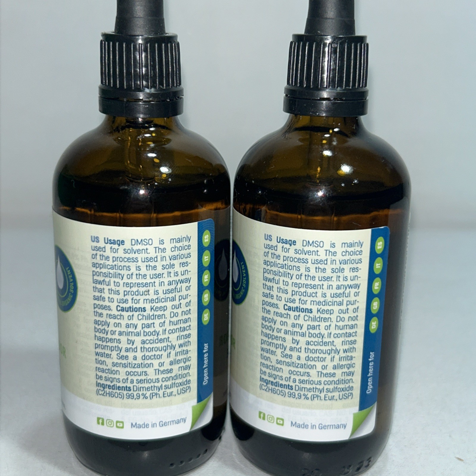 2 Sealed DMSO Liquid Supplement 3.4 Fl Oz Each