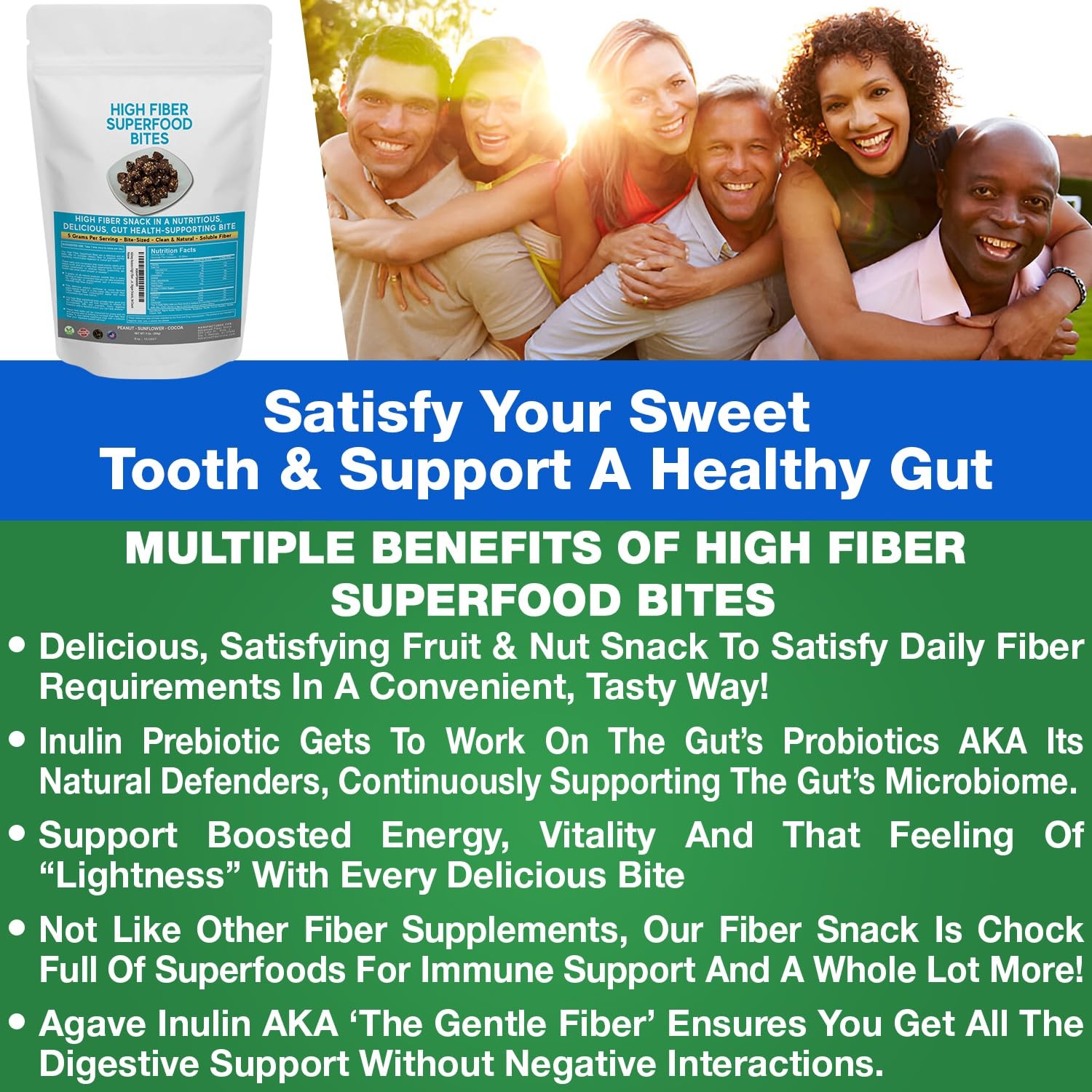 High Fiber Superfood Bites 5g, Clean Fiber Snacks for Adults, Peanut, Cocoa, …