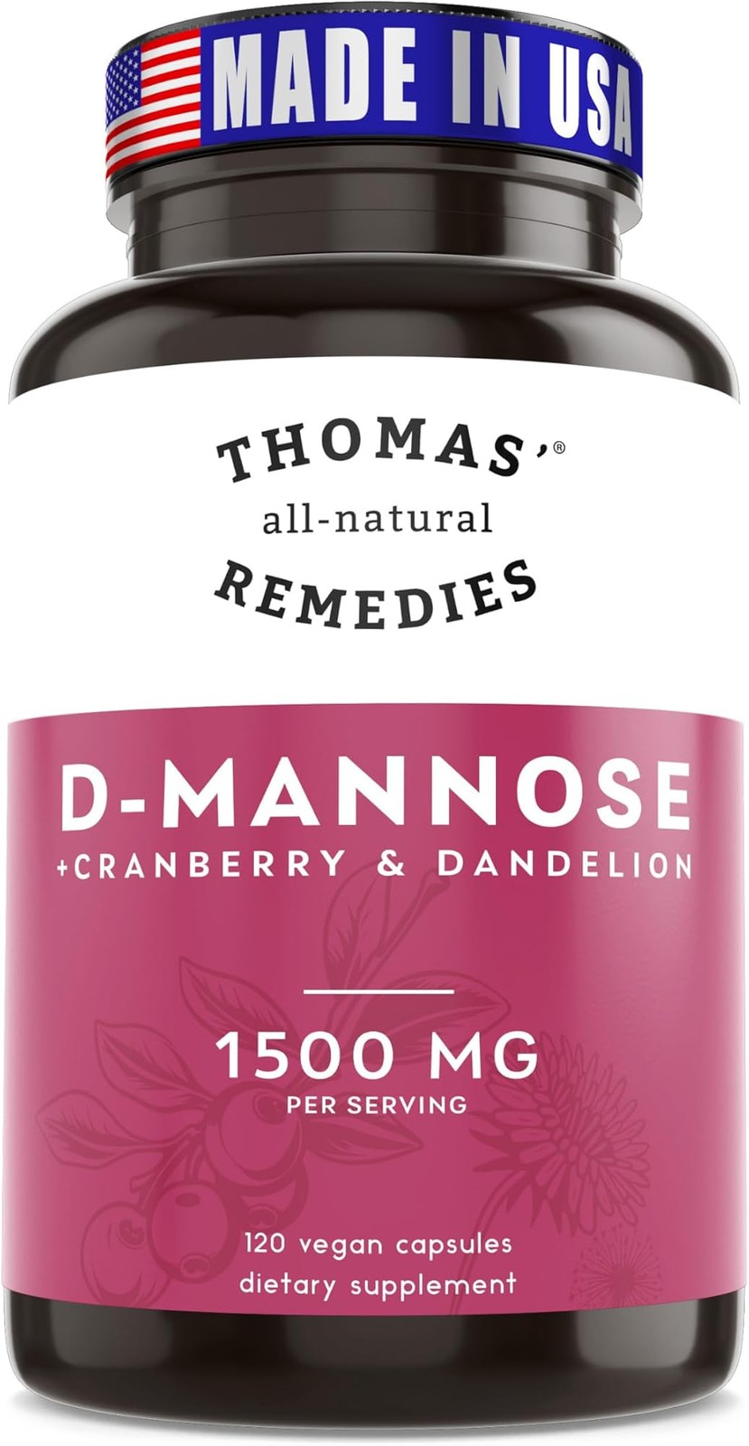 Toms Remedies D-mannose 1200mg – Urinary Tract Flush -Cranberry & Dandelion |…