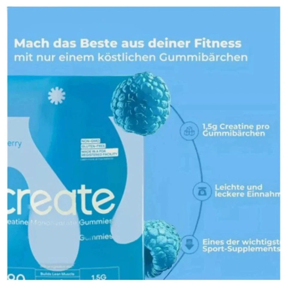 Create Creatine Monohydrate Gummies Boost Focus and Strength Blue Raspberry