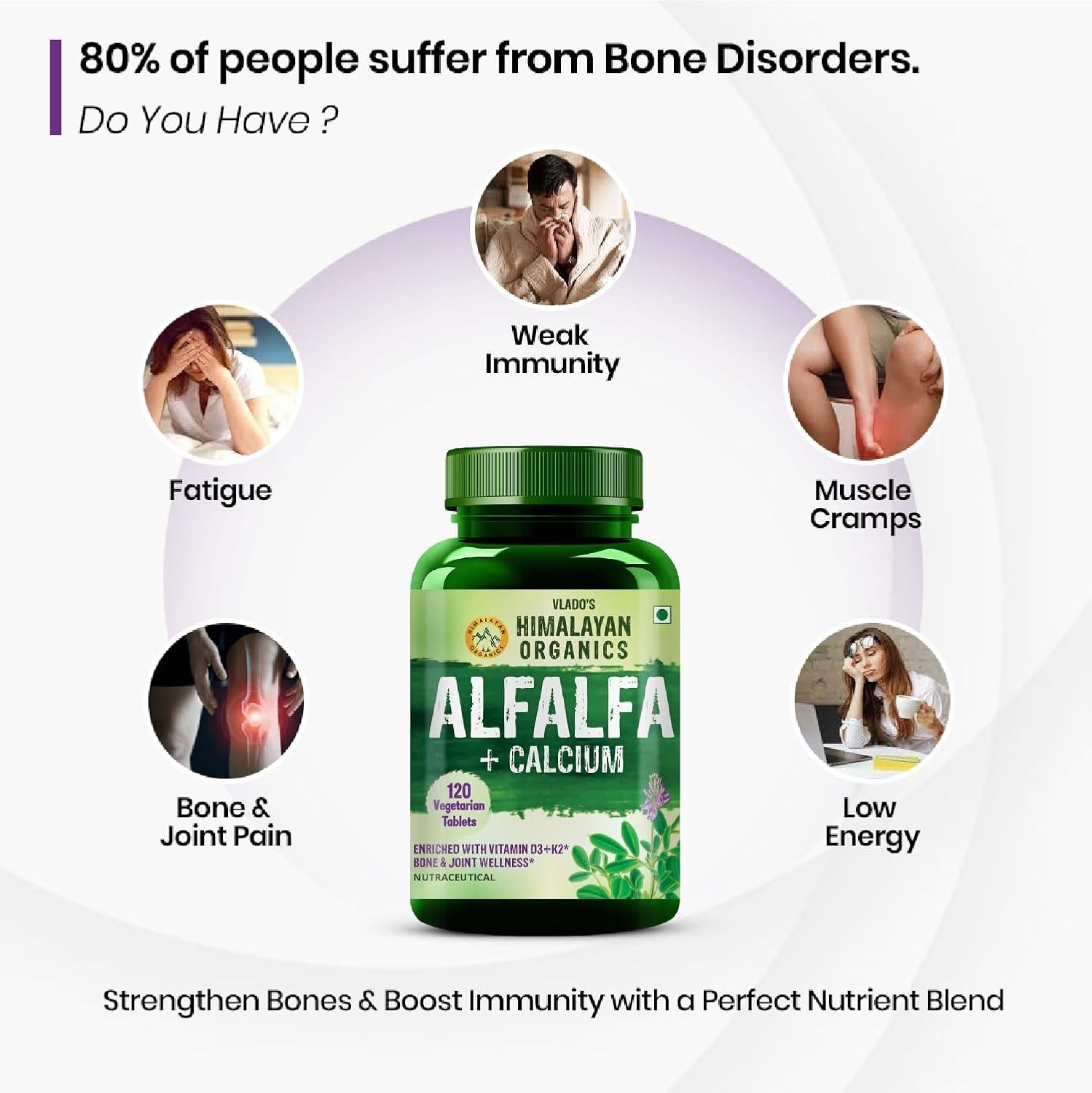 HIMALAY.AN Organics Alfalfa Calcium D3 K2 Zinc 360Tabs