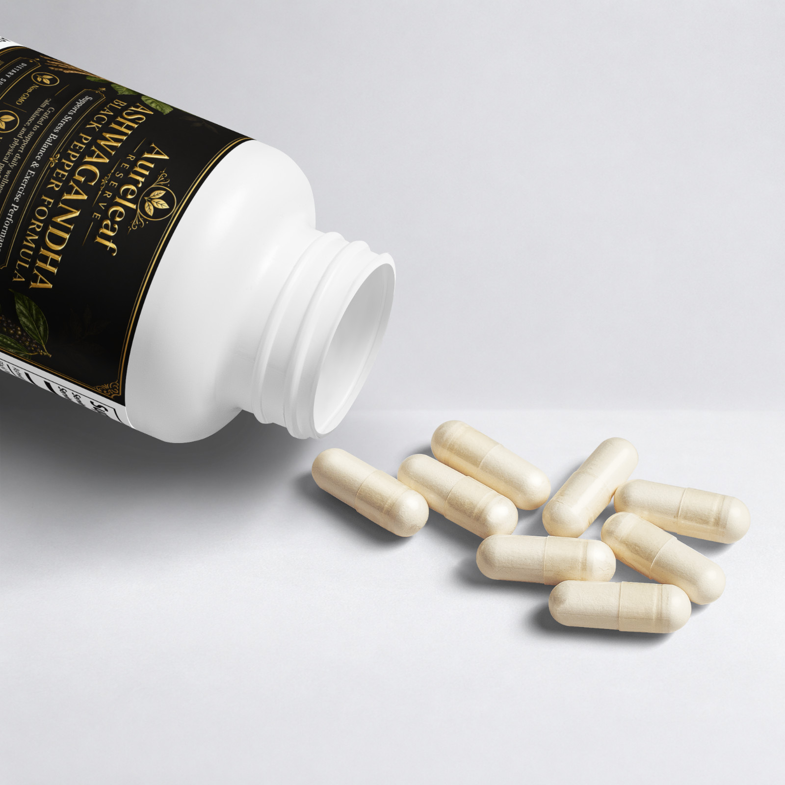 Ashwagandha Black Pepper Formula 60 Capsules Stress Support Vegan Non-GMO
