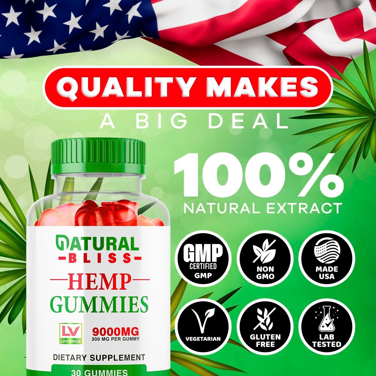 Natural Bliss Gummies, 30 Gummies 30 Count (Pack of 1)