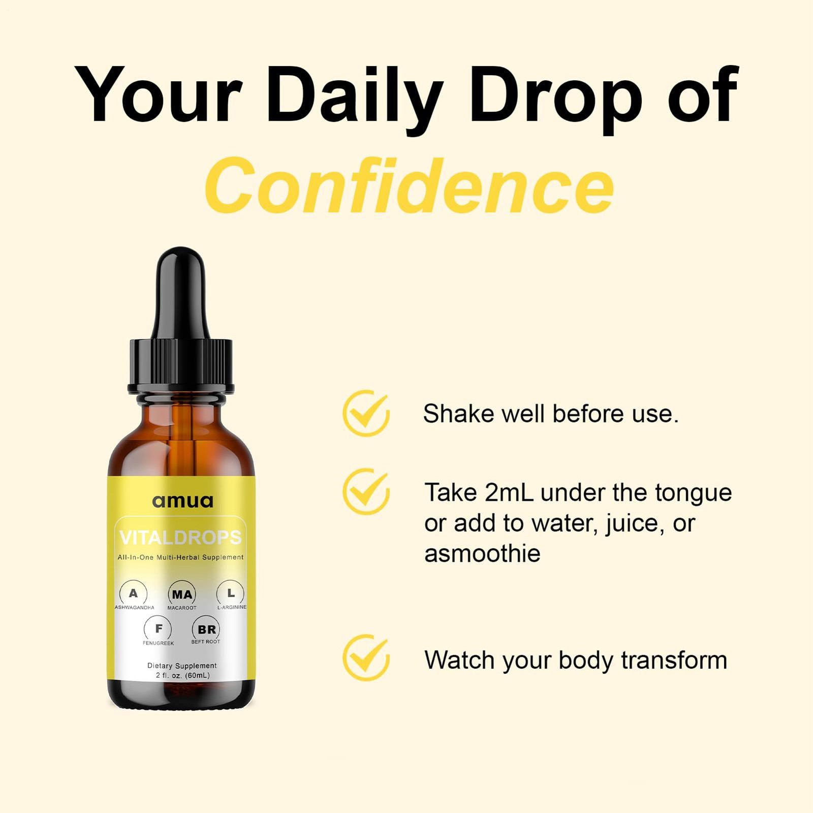 AMUA Vital Drops Organic Herbal Liquid Nutritional Blend | Supports Healthy Weig