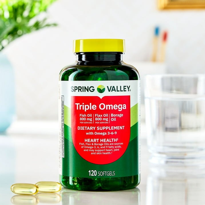 (2 pack) Spring Valley Triple Omega Softgels, Fish Flax & Borage, 120 Count
