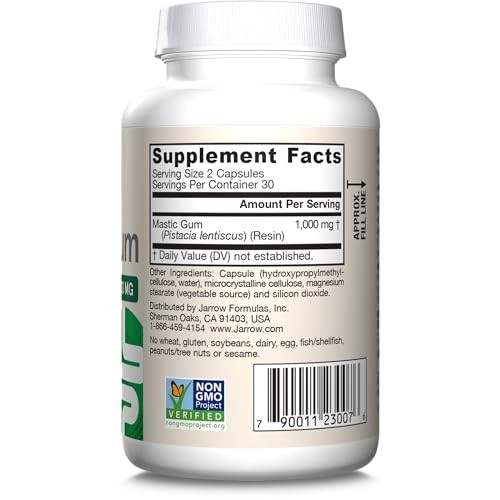 Jarrow Formulas Mastic Gum 1000 mg – 60 Veggie 60 Count (Pack of 1), White