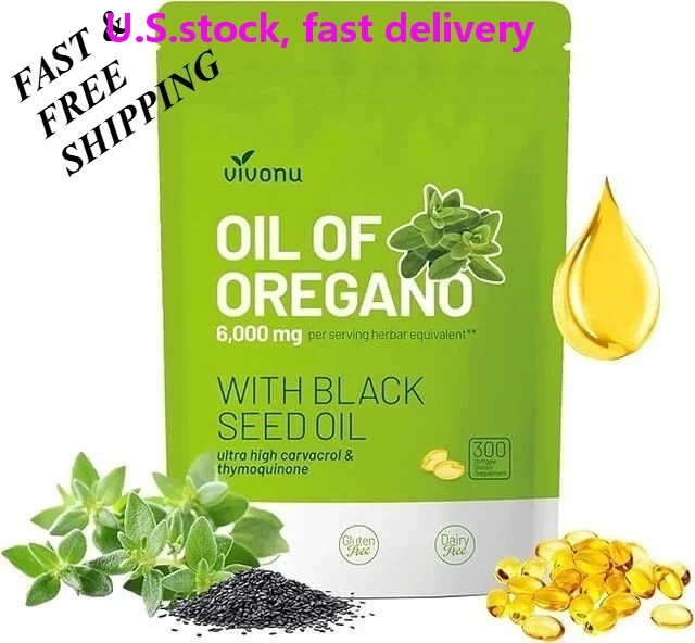 NEW VivoNu Oil of Oregano Capsules | 6000mg Oil of Oregano with Black Seed Oil