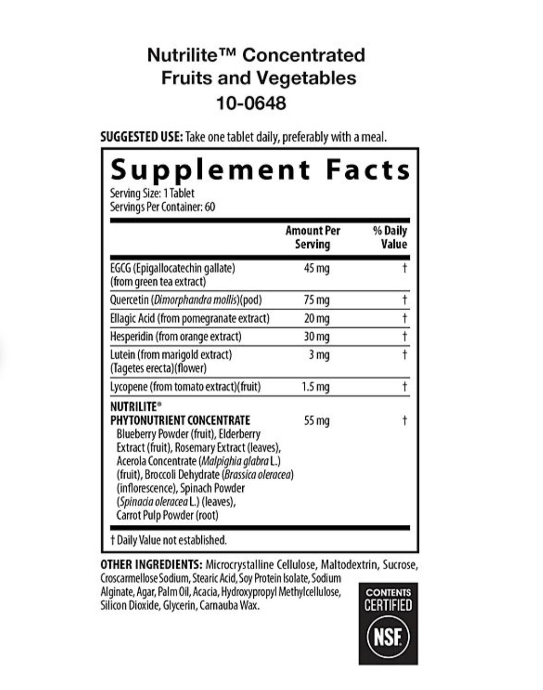 🍎 Amway Nutrilite Concentrated Fruits & Vegetables 60 Tabs Exp 01/27 🚚 FAST
