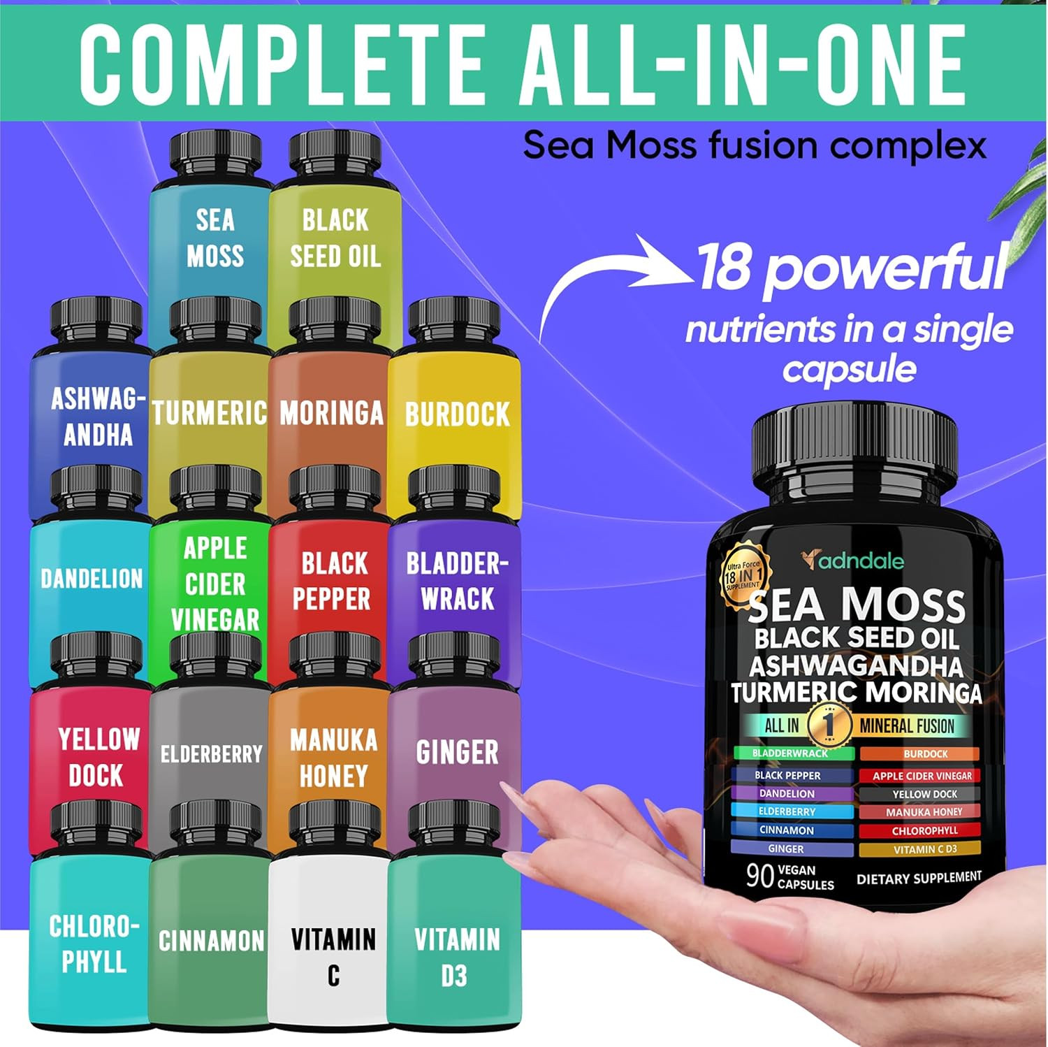 Sea Moss Capsules – Sea Moss Blend with Ashwagandha, Turmeric & Black Seed Oil –