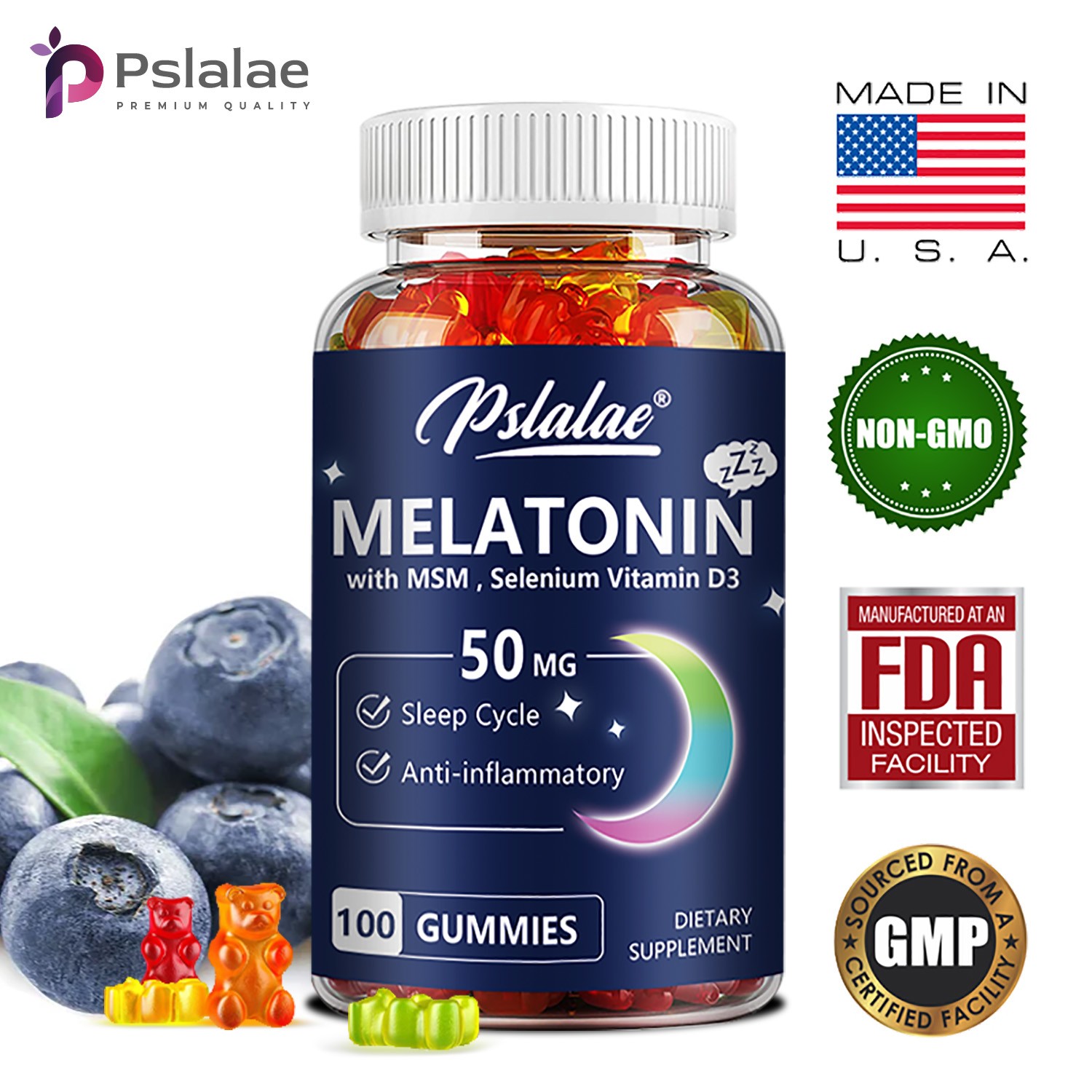 Melatonin 50mg – Sleep Aid, Regulate Sleep Cycle, Promote Relaxation – Zinc, MSM