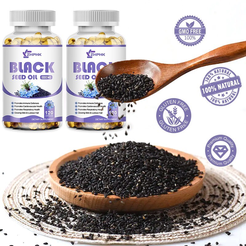 Black seed oil soft capsules help antioxidant cardiovascular skin repair 120pcs