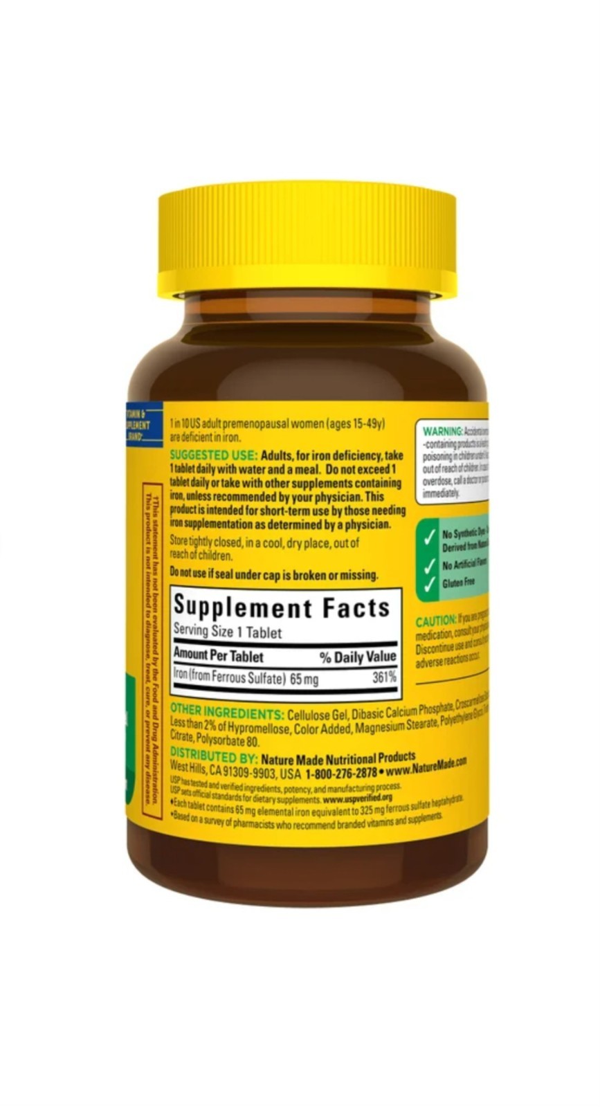 NEW Nature Made Iron 65 mg – 365 Tablets Dietary Supplement EXP 6/2028