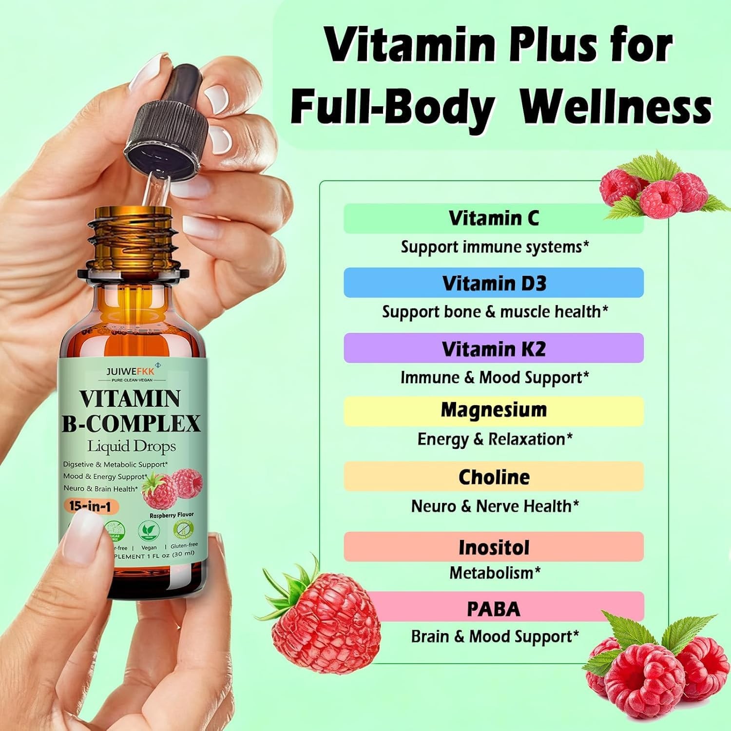 2 Pack Vitamin B Complex Liquid Drops for Women Men & 1 Fl Oz (Pack of 2)