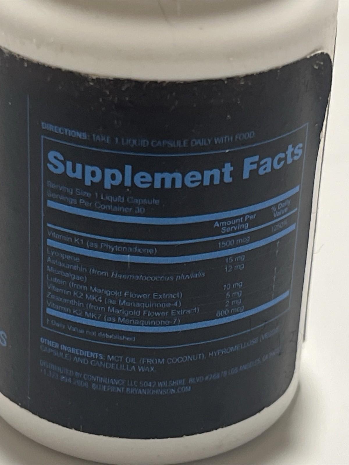 Blueprint Bryan Johnson Advanced Antioxidant 30 Vegan Capsules BBD 07/2027 New