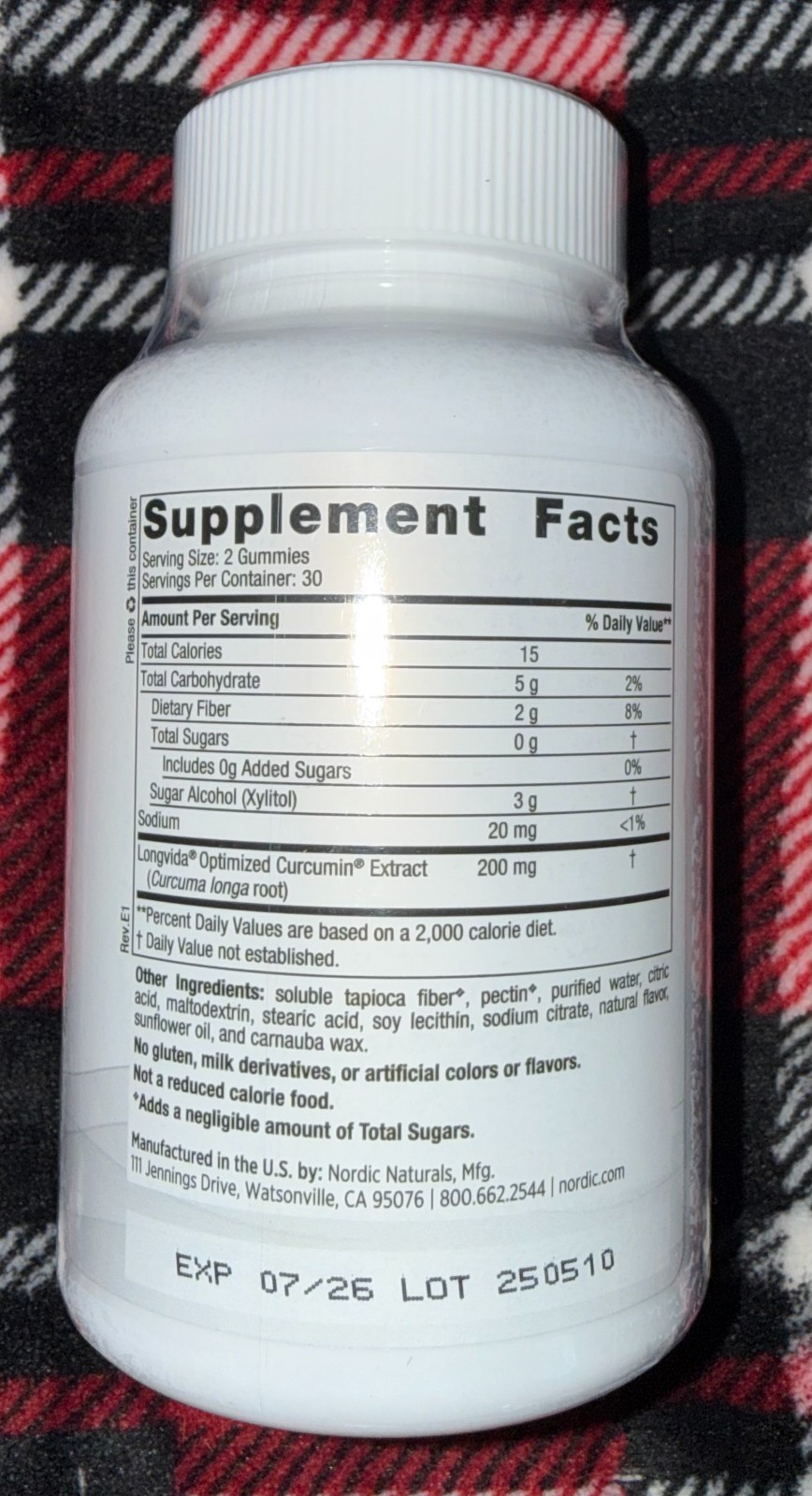 Nordic Naturals Zero Sugar Curcumin 60 CT Gummies Natural Antioxidant EXP07/2026