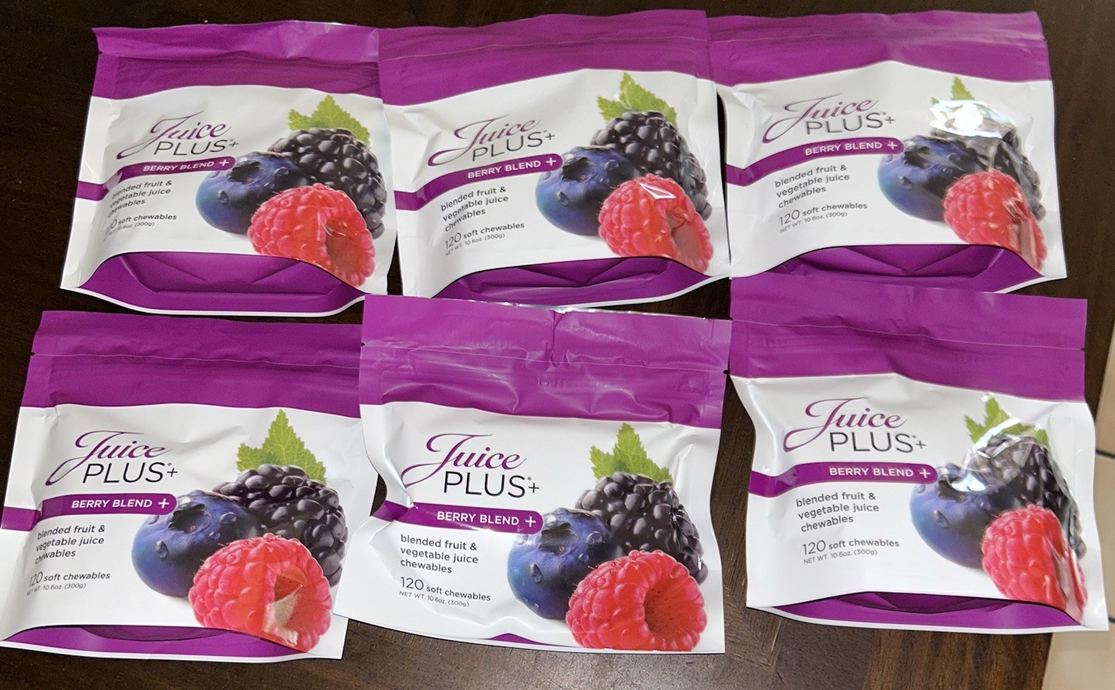 6 bags of Juice Plus+ BERRY BLEND + – Blended Fruit & Veg Juice Chewables (120)