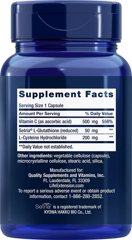 L-Glutathione, Cysteine and Vitamin C 100 Caps Amino Acid Immune Life Extension
