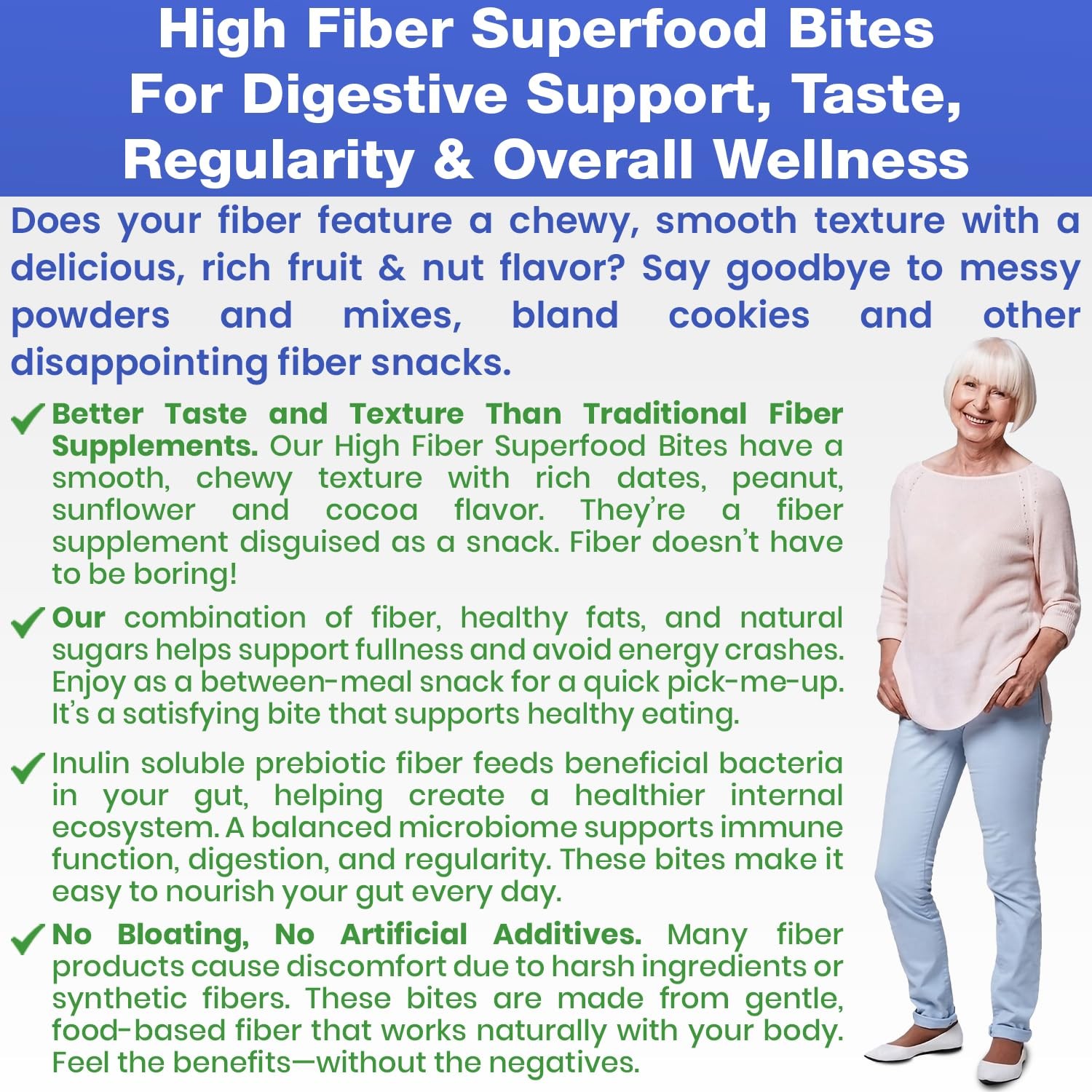 High Fiber Superfood Bites 5g, Clean Fiber Snacks for Adults, Peanut, Cocoa, …
