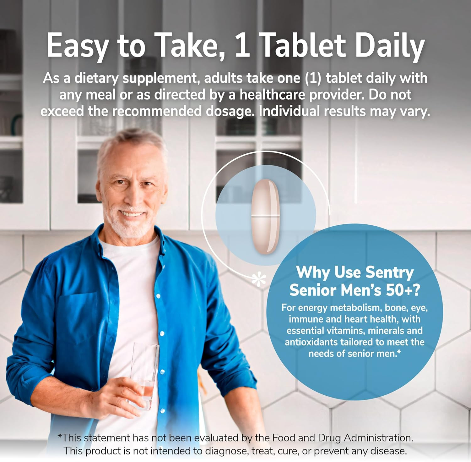 Sentry Senior Men 50Plus Tablets, White Unscented 100 Count