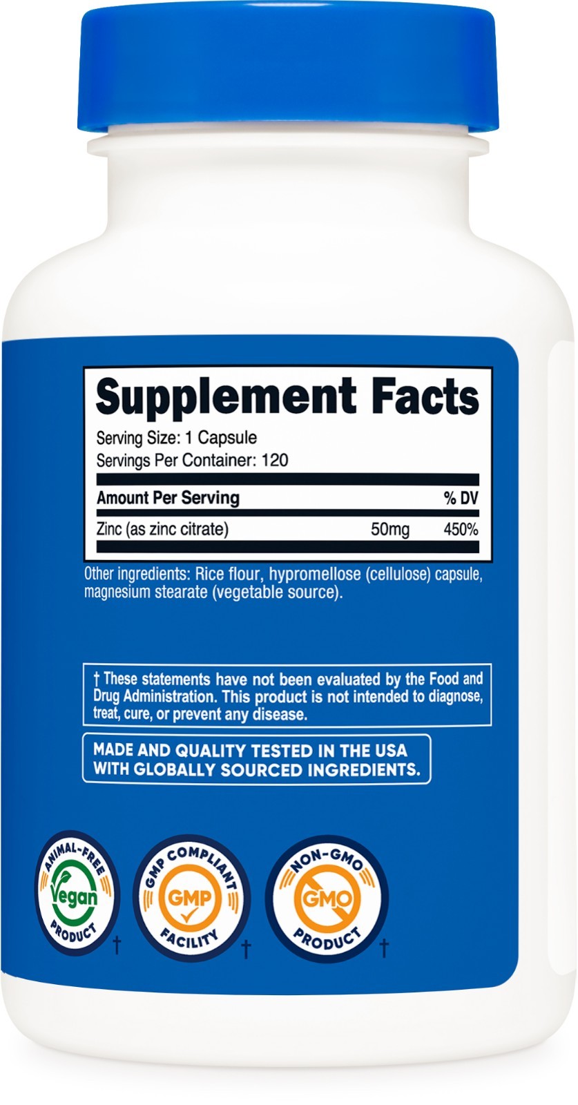 Nutricost Zinc Citrate (50 mg) 120 Capsules – Zinc Citrate Supplement, Vegan