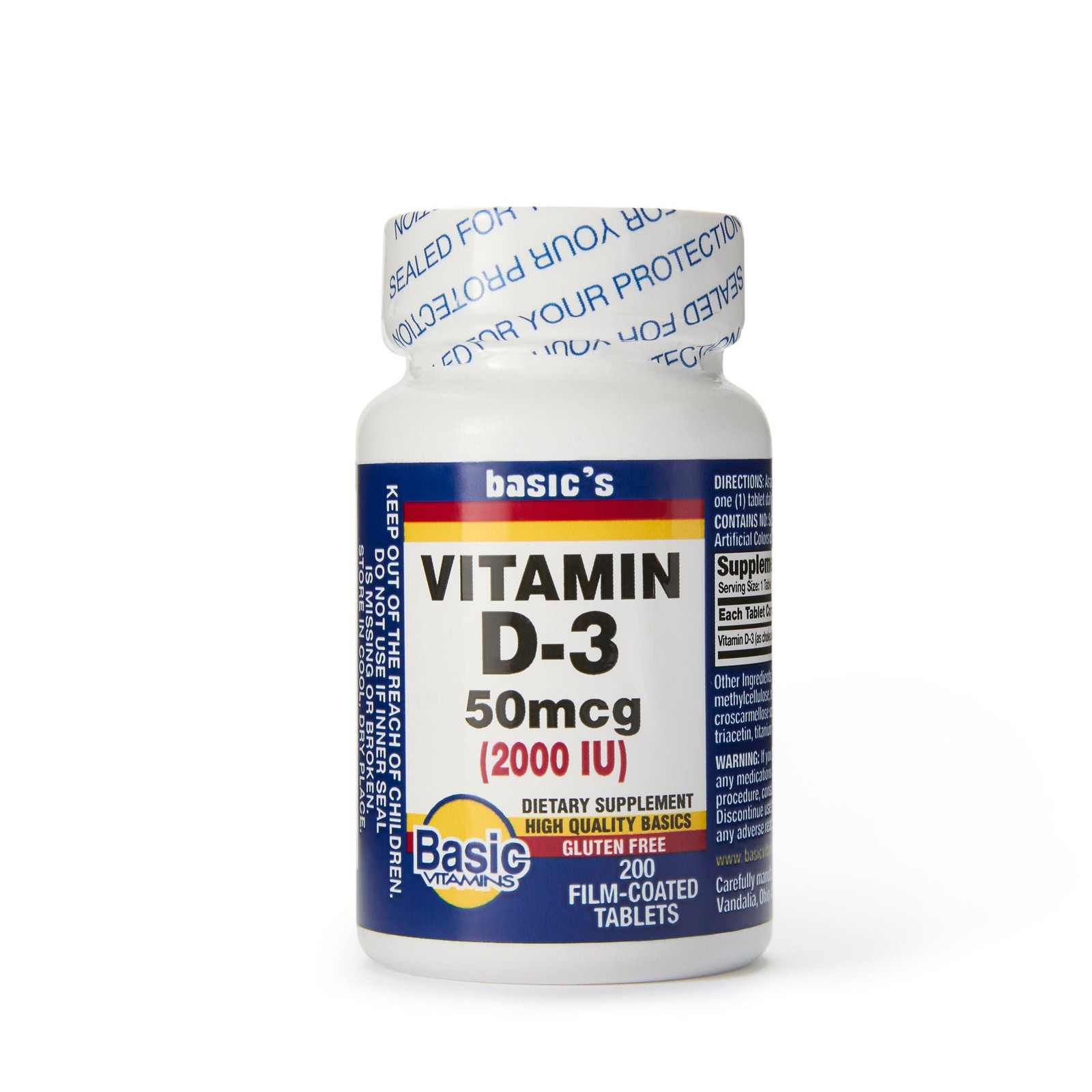 Basic’s Vitamin D Tablet 30761016840 1 Bottle 200 per Bottle