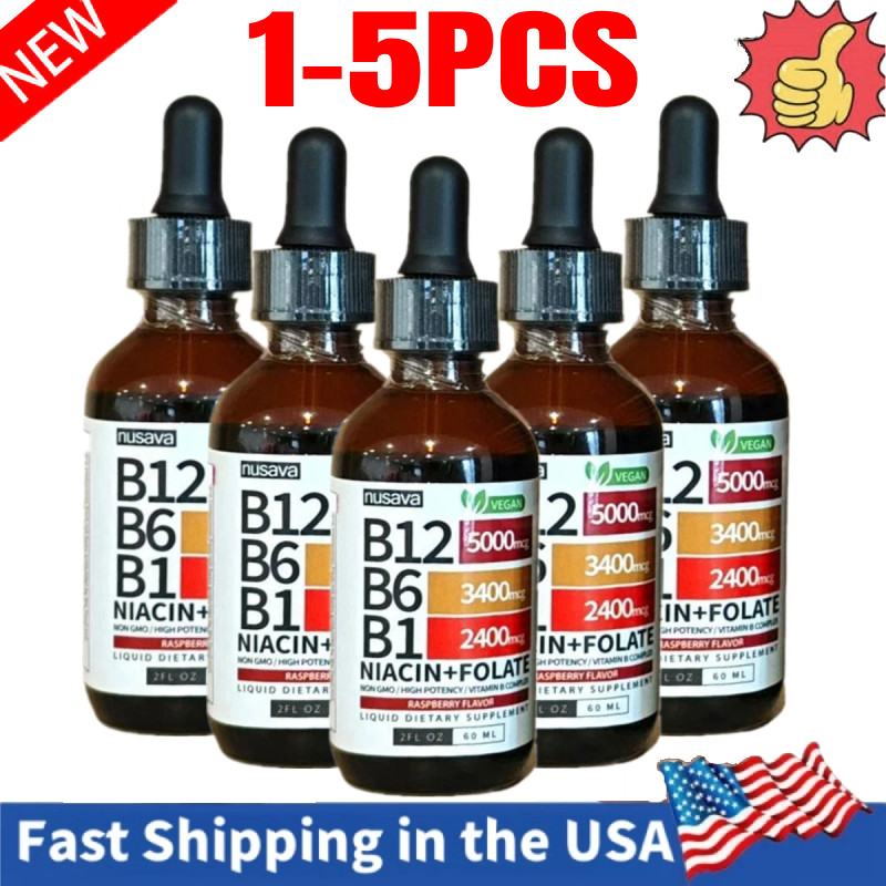 1-5 Liquid Vitamin B12 and B6 bottles Drops, B12 Sublingual Vitamin B Complex