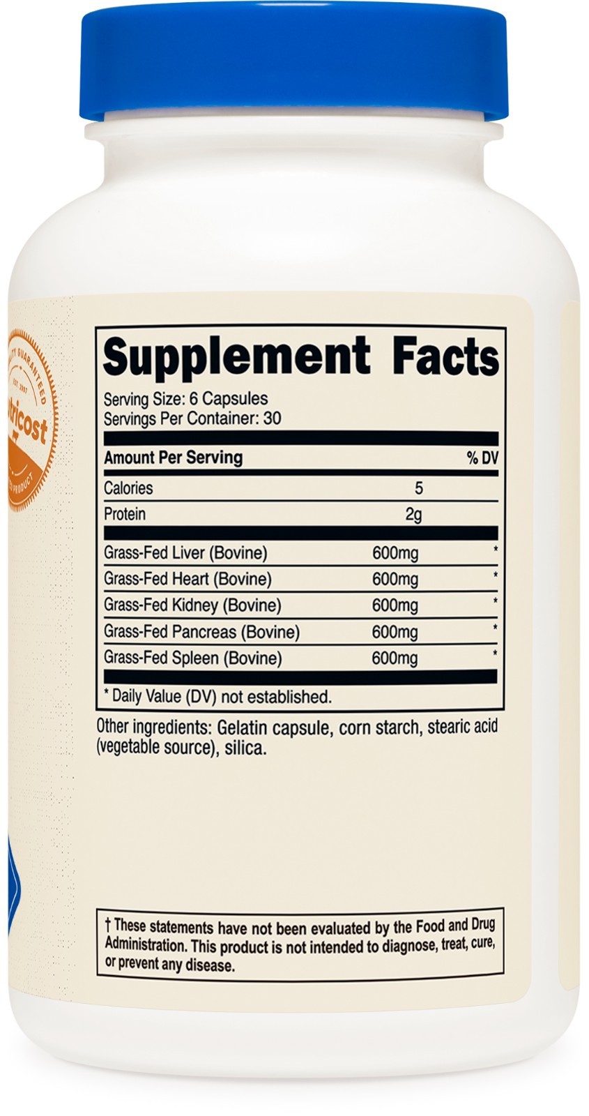 Nutricost Grass Fed Beef Organs Supplement (3,000mg) 180 Capsules – 30 Servings