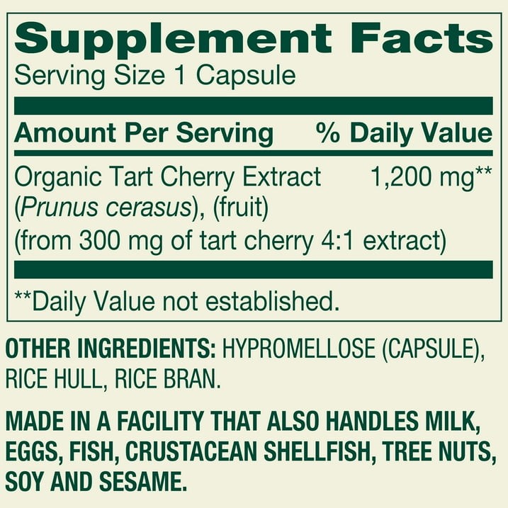 Spring Valley Tart Cherry Extract 1200 mg Vegetarian Capsules 90 Count