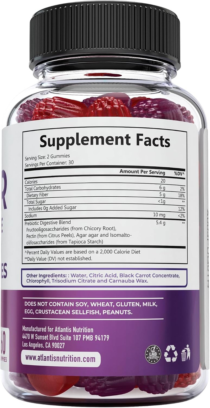 Sugar Free Fiber Gummies for Adults – 5G Fiber Supplement Formulated with 5.4G P