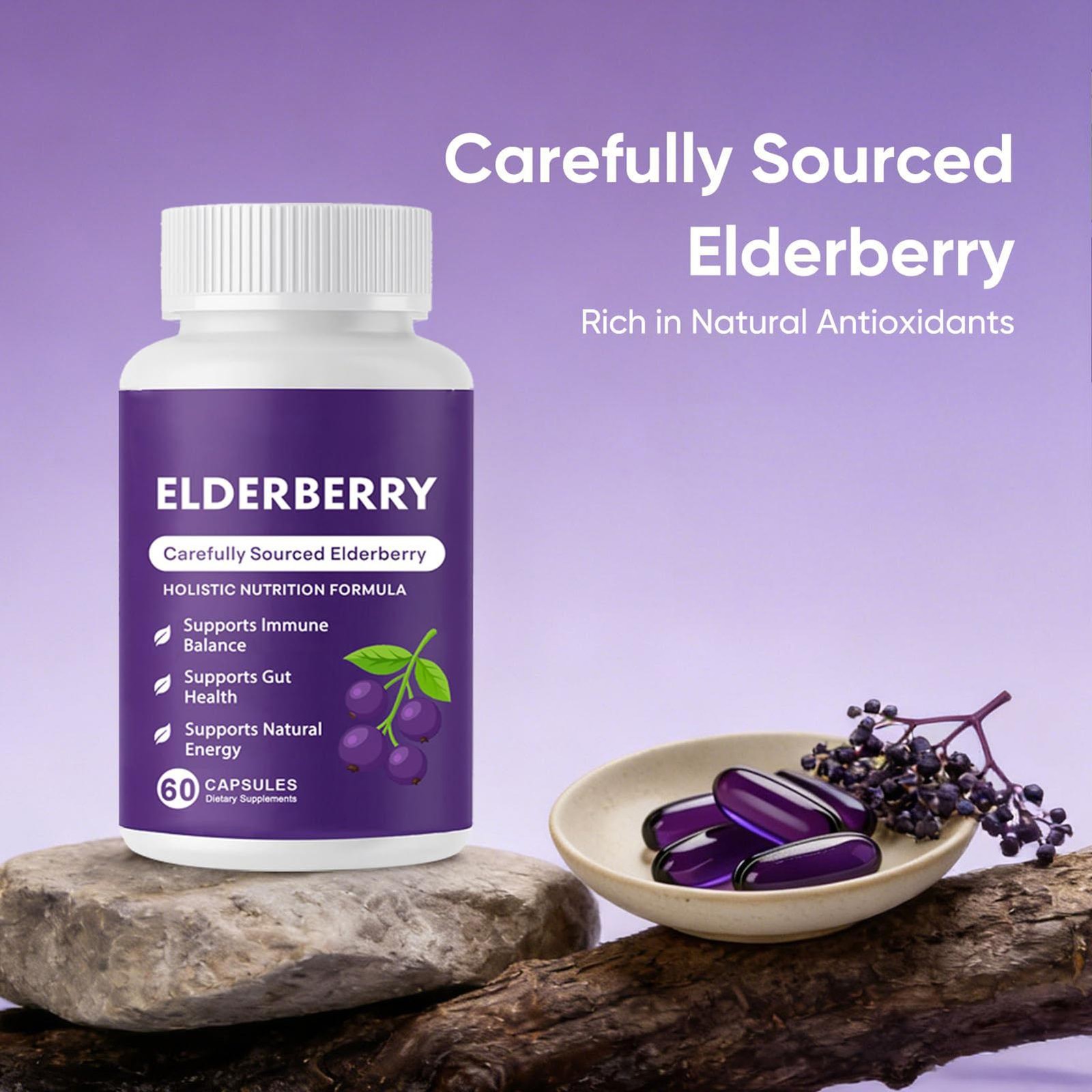 Support Elderberry Gut Elvera Complex – Organic Black Elderberry Soft Capsules