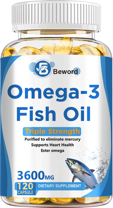 3x Strength EPA & DHA Omega 3 Fish Oil 3600mg, Highest Potency, 120 Softgels