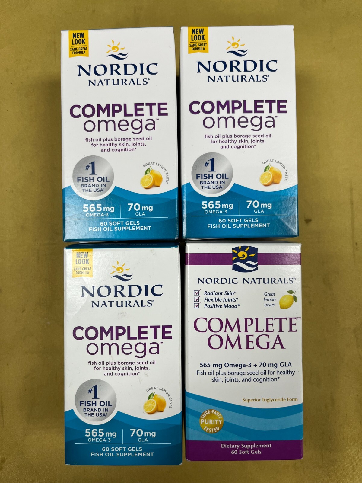 4 New Nordic Naturals Complete Omega 565mg Lemon Flavor – 60 Soft Gels Each Box