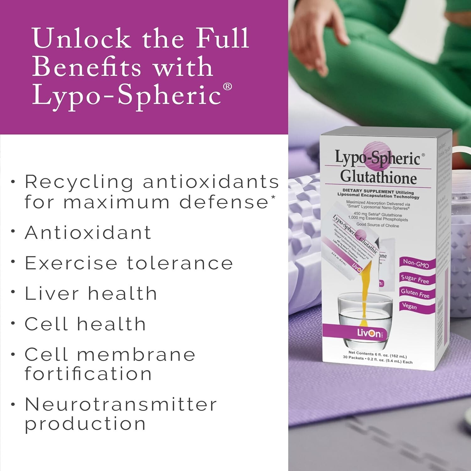 Maximize Cellular Health with Lypo-Spheric Glutathione – 30 Packets Unflavored-=