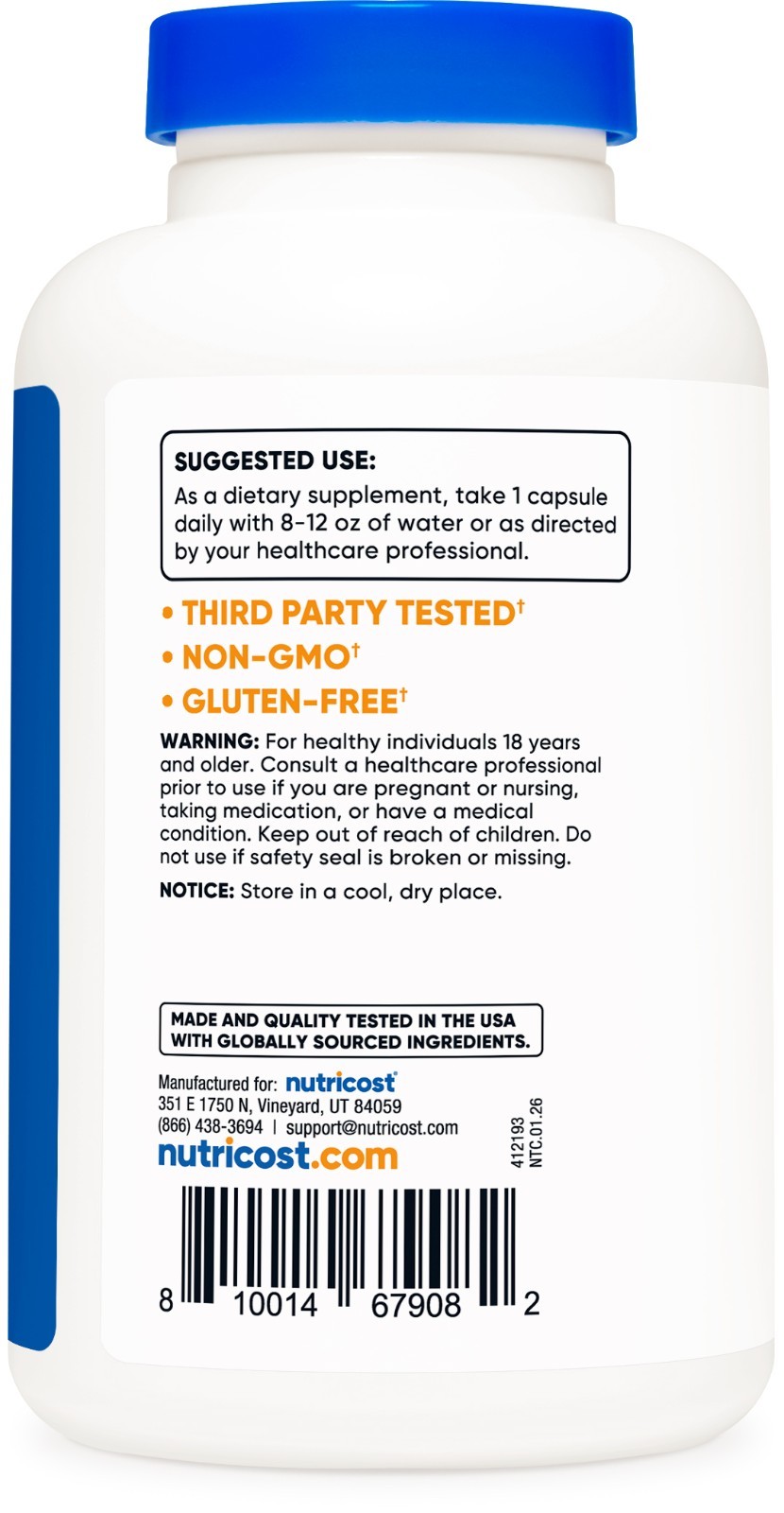 Nutricost Acetyl L-Carnitine 500mg, 180 Capsules – Non-GMO and Gluten Free