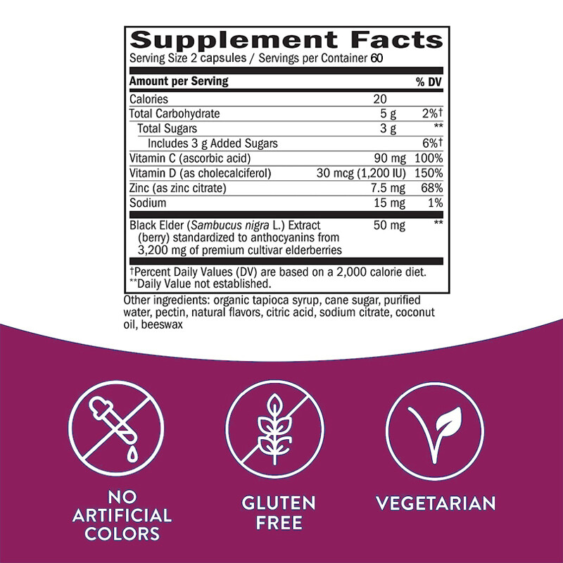 Elderberry Capsules 3200mg – with Black Elder Extract – Energy & Immune Booster