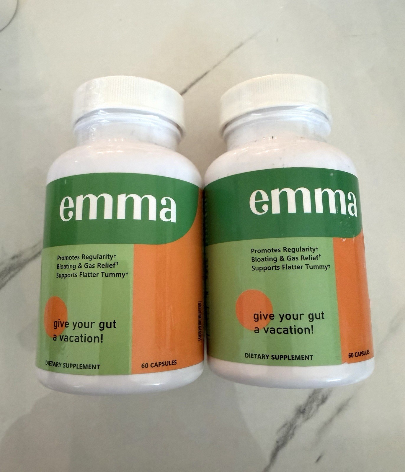 2 PACK Emma Gut Health Supplement – 60 Cap -Relief from Gas & Bloating Exp 11/27