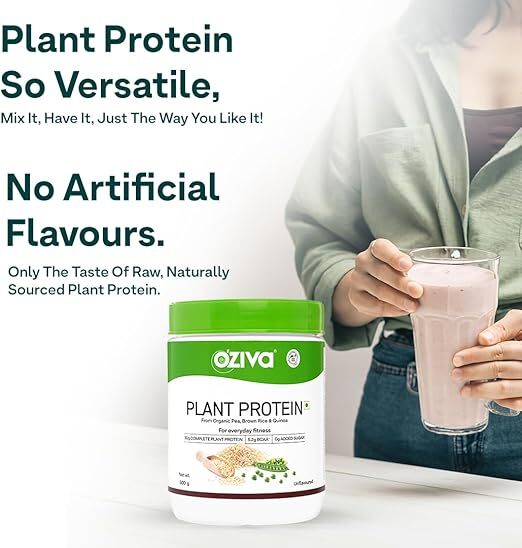 OZiva Organic Plant Protein Powder For Everyday Fitness Men & Women 500gm