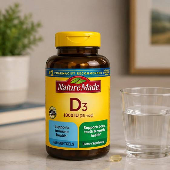 3 Pack Nature Made Vitamin D3 25 mcg. 1000 IU 650 Softgels
